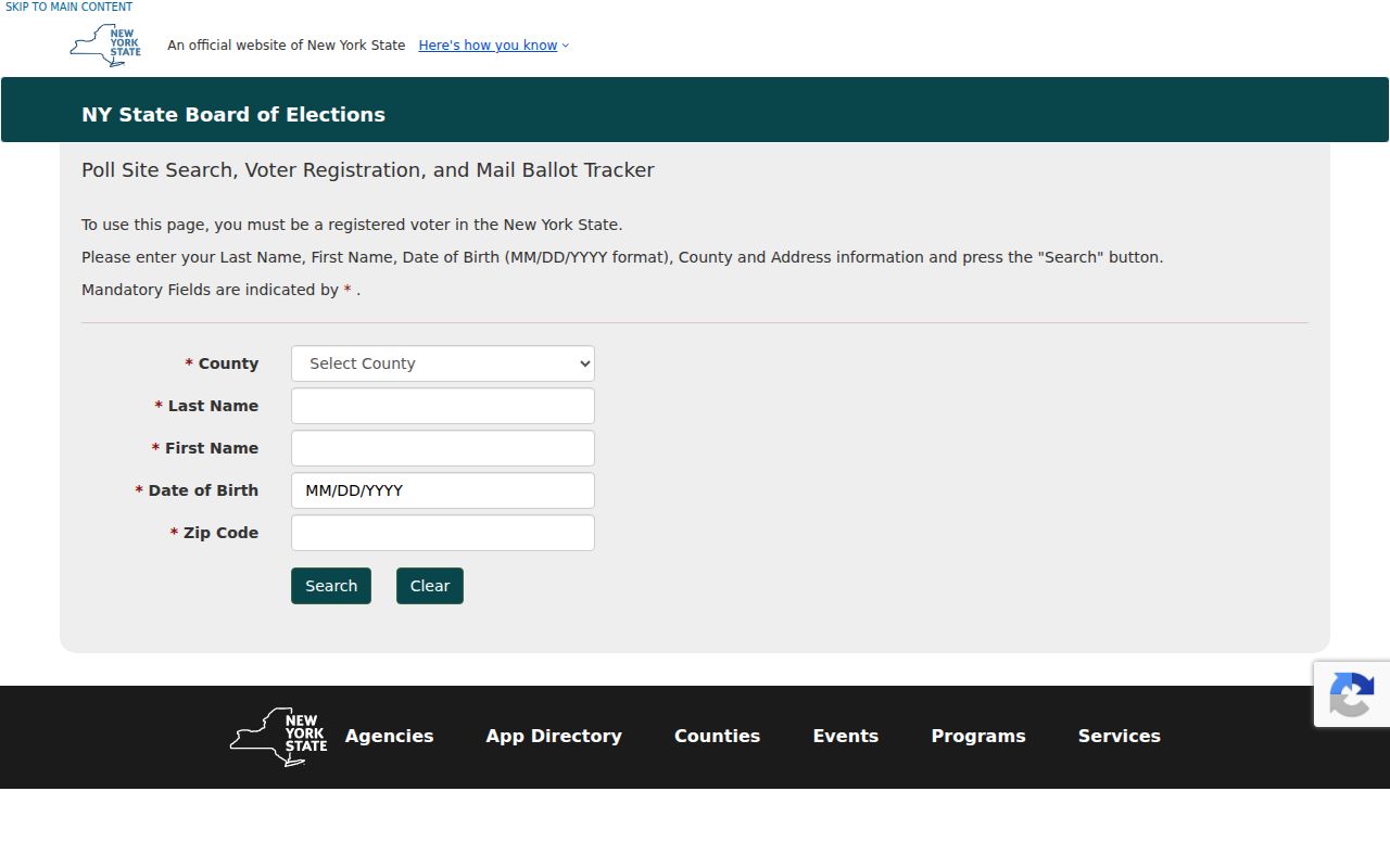 Ogden residents directory reference to the New York voter lookup form